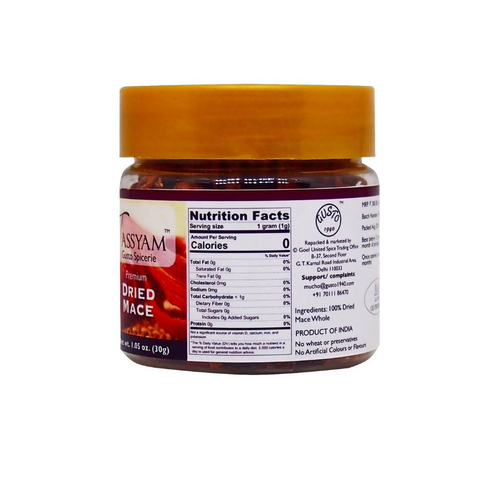 Tassyam Organics Whole Mace | Grocsy