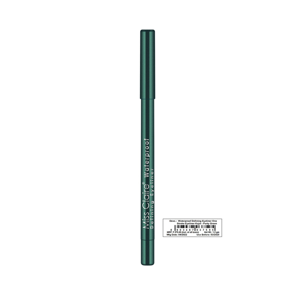 Miss Claire Waterproof Defining One Stroke Eyeliner Kajal - Party Green | Grocsy