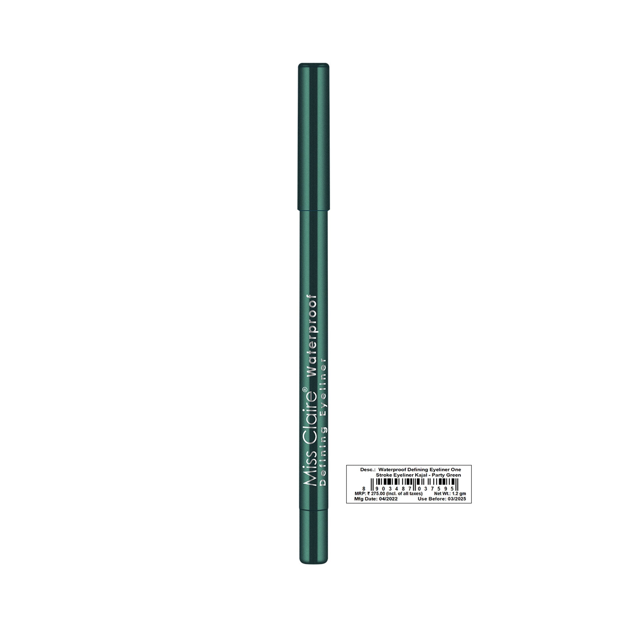 Miss Claire Waterproof Defining One Stroke Eyeliner Kajal - Party Green | Grocsy