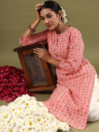 Indo Era Geometric Printed Mirror Work Straight Kurta | Grocsy