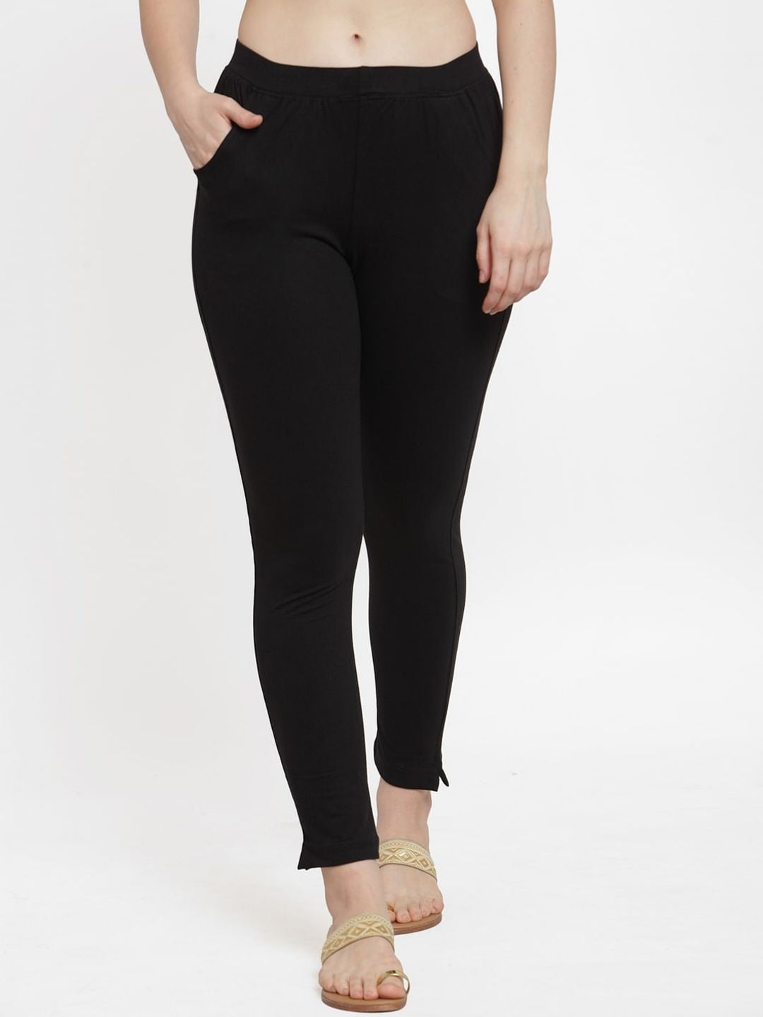 TAG 7 Women Pack Of 2 Solid Straight-Fit Ankle-Length Leggings | Grocsy