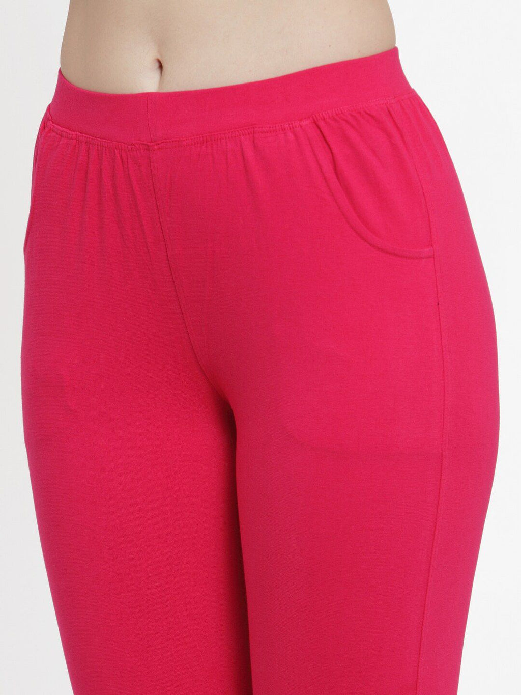 TAG 7 Women Pack Of 2 Pink & Black Solid Straight-Fit Ankle-Length Leggings | Grocsy