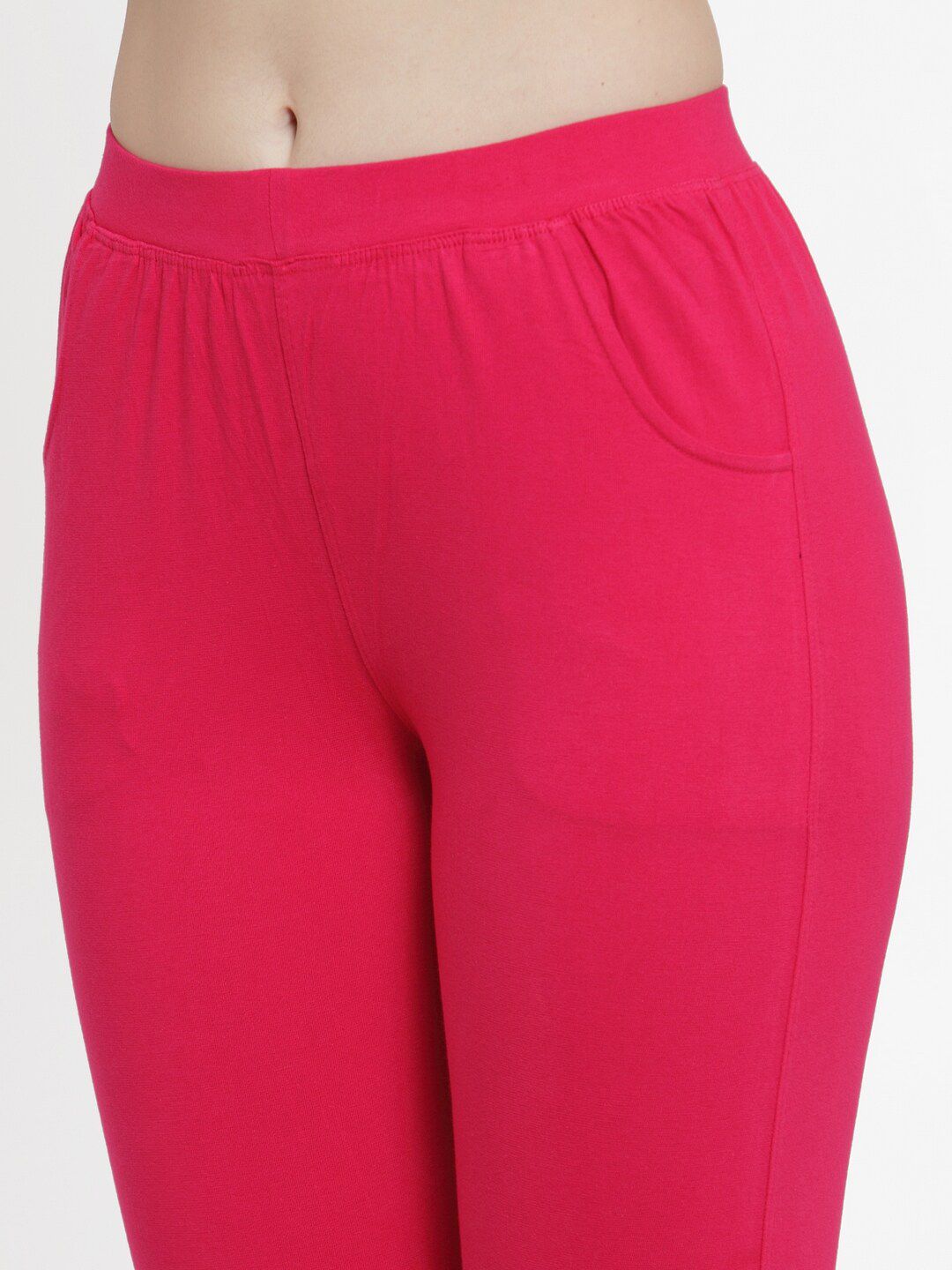 TAG 7 Women Pack Of 2 Pink & Black Solid Straight-Fit Ankle-Length Leggings | Grocsy