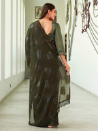 Tikhi Imli Green Floral Embellished Saree | Grocsy