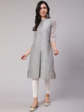 Aks Thread Work Chanderi Silk Kurta | Grocsy