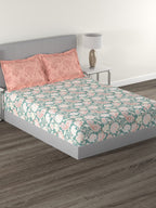 MYTRIDENT Green White Ethnic Motifs Cotton 144 TC Queen Bedsheet With 2 Pillow Covers | Grocsy