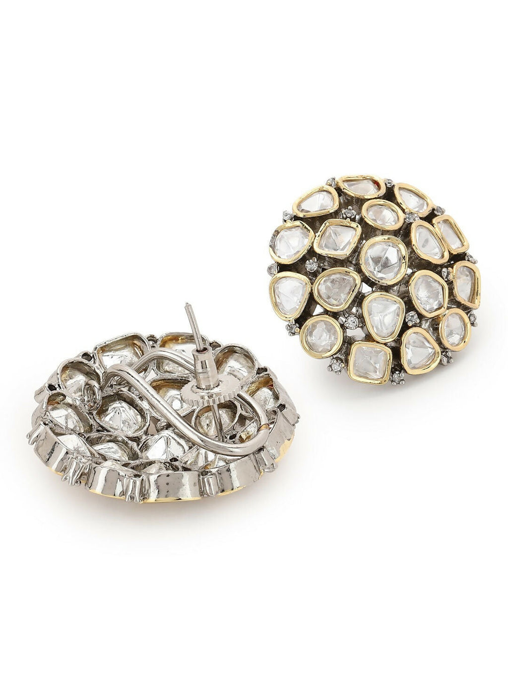 Over Sized Kundan Studs- Ruby Raang