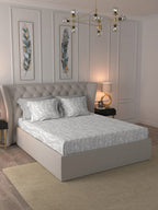 MYTRIDENT Nectarsoft Grey White Pure Cotton 400 TC King Bedsheet with 4 Pillow Covers | Grocsy