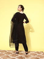 Sangria Women Ethnic Motifs Regular Kurta with Trousers & With Dupatta | Grocsy
