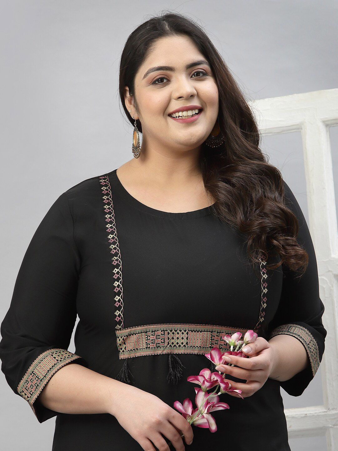 Sztori Plus Size Ethnic Motifs Printed Regular Kurta with Trousers | Grocsy