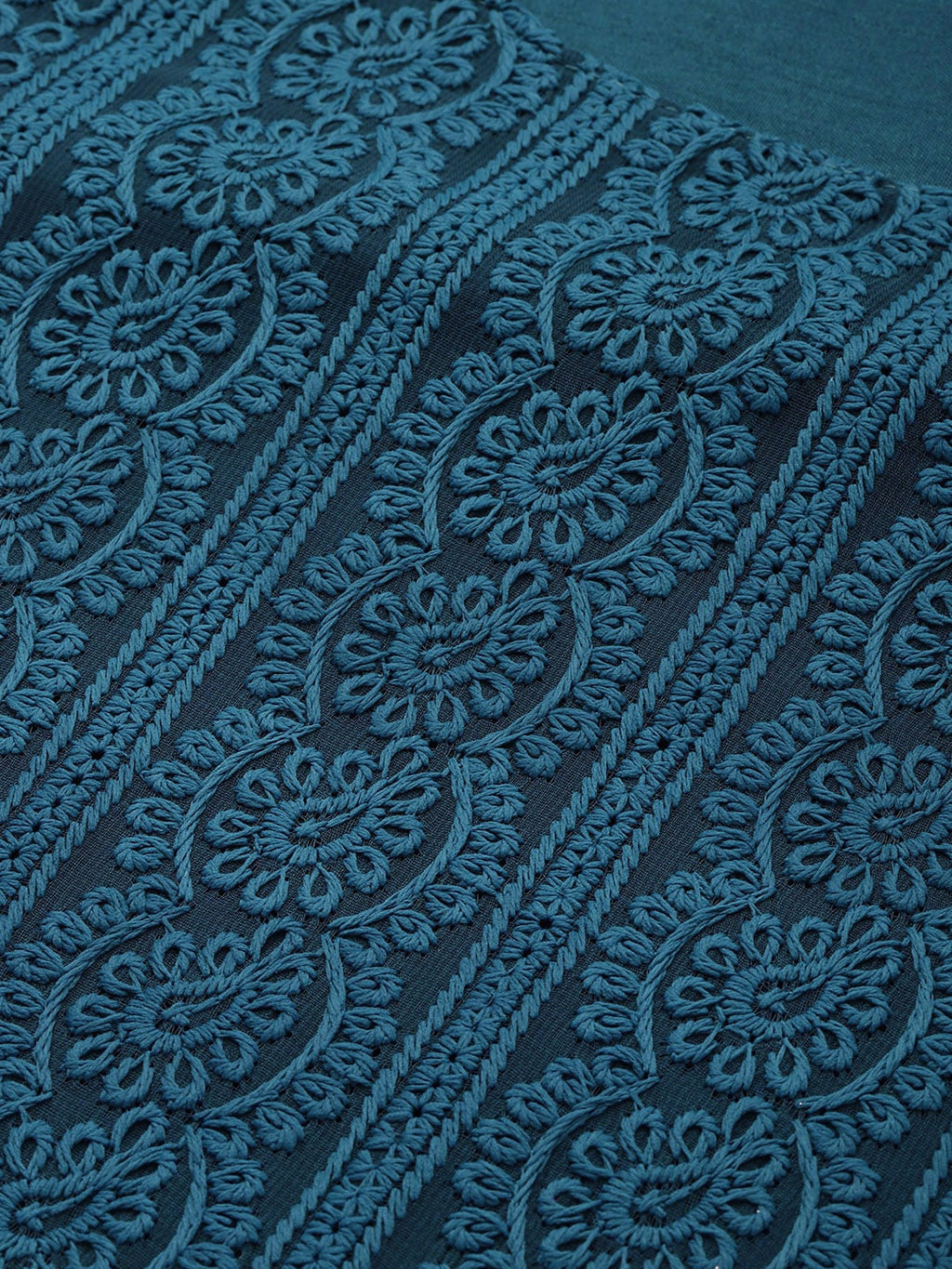 Sangria Women Teal Blue Ethnic Motifs Chikankari Kurta with Palazzos | Grocsy