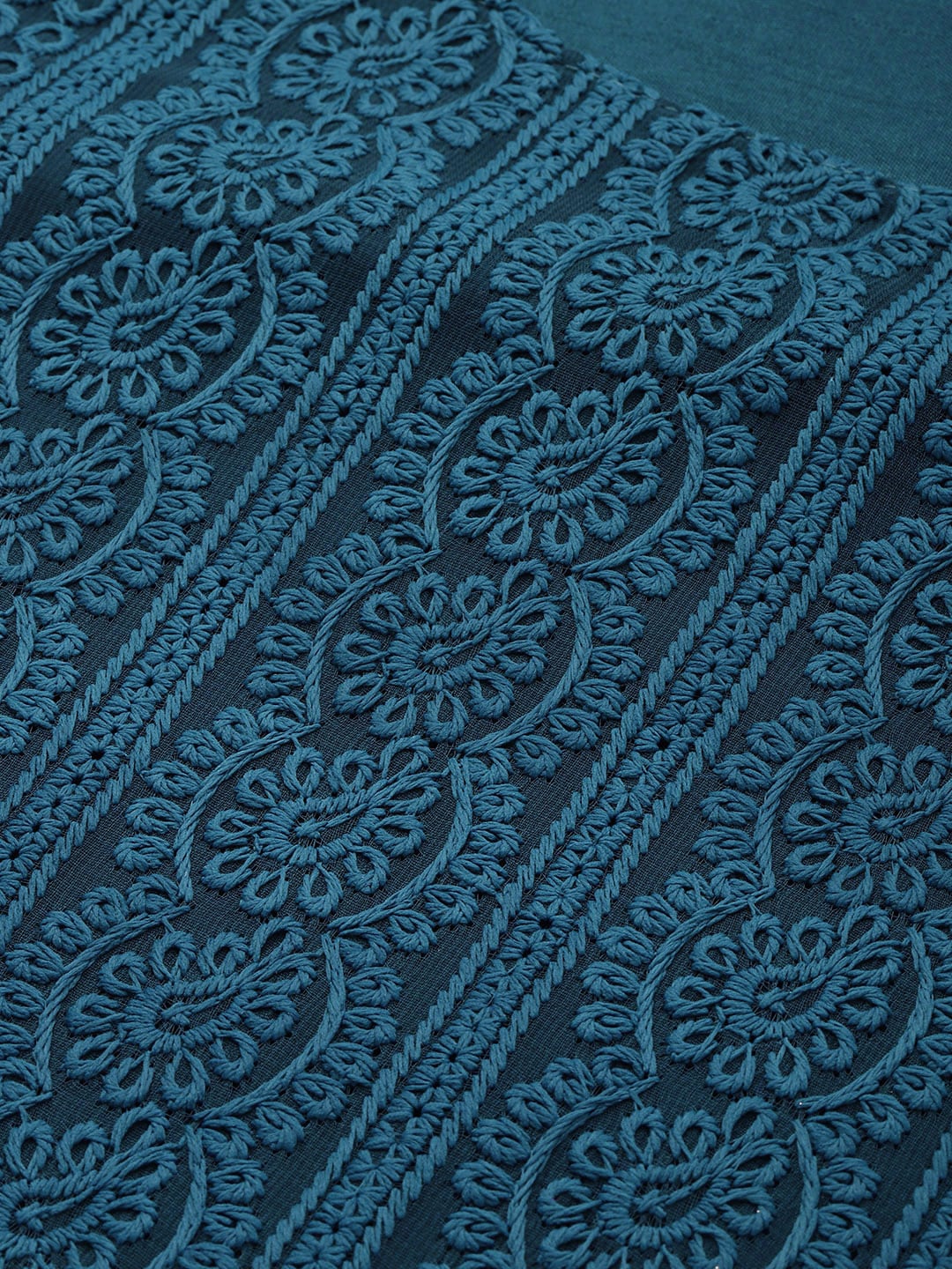 Sangria Women Teal Blue Ethnic Motifs Chikankari Kurta with Palazzos | Grocsy