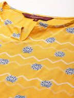 Sangria Women Ethnic Motifs Printed Straight Kurta with Solid Trousers | Grocsy