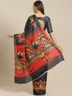 Saree Mall Black & Red Printed Saree | Grocsy