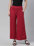 Souchii Maroon Knitted Cotton Ethnic Palazzos | Grocsy