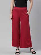 Souchii Maroon Knitted Cotton Ethnic Palazzos | Grocsy