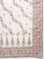 kasee Grey & Fuchsia Floral Embroidered Net Heavy Work Saree | Grocsy