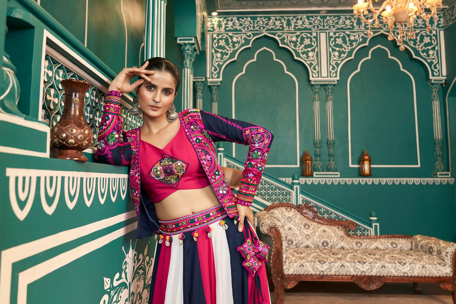 AI Fashion Multi Color Viscose Rayon Designer Navratri Lehenga Choli Collection | Grocsy