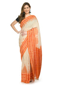 Vamika Sambalpuri Ikat Cotton Scot Dali Tasrite Orange Saree | Grocsy