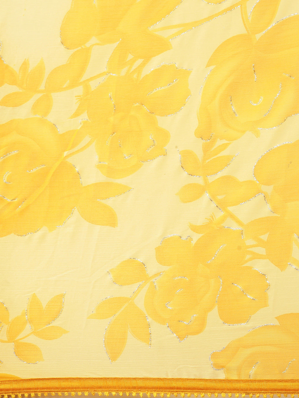 Sangria Yellow Floral Pure Chiffon Saree | Grocsy