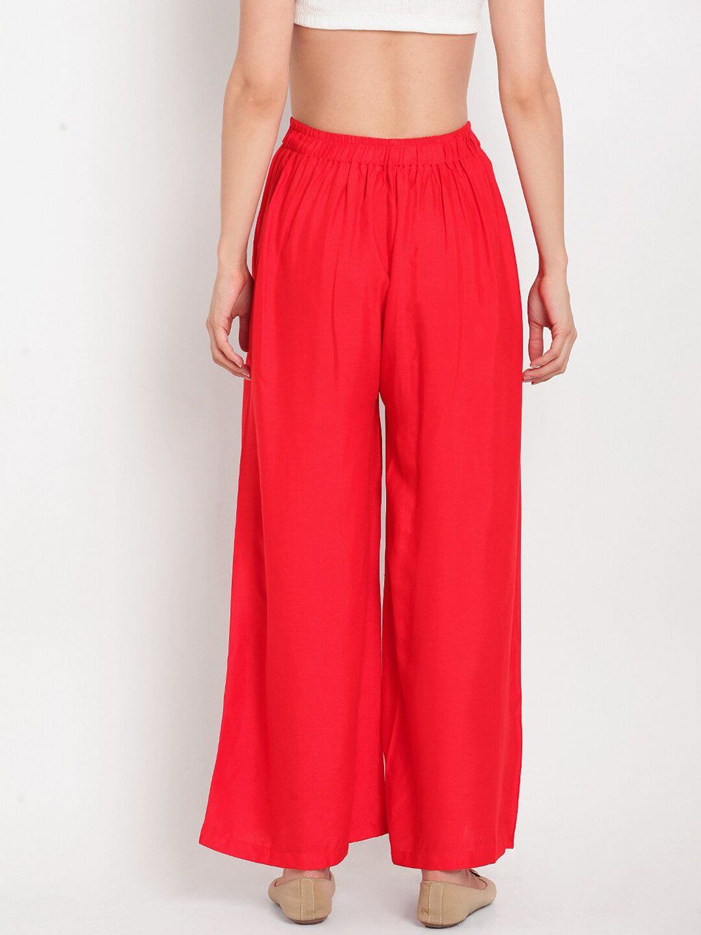 TAG 7 Women Red & Navy Blue Set of 2 Flared Ethnic Palazzos | Grocsy