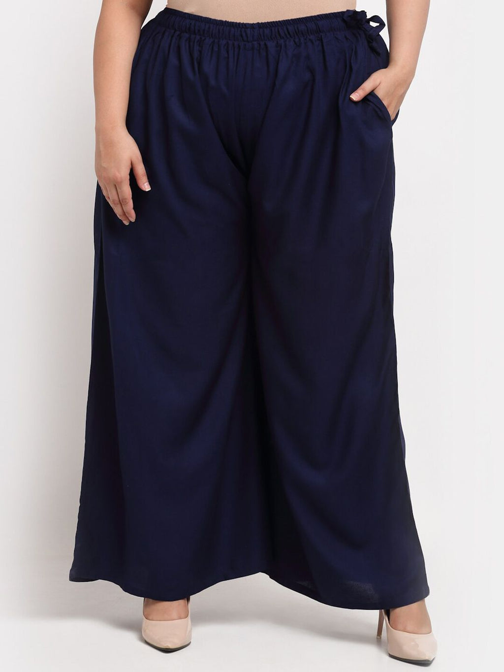TAG 7 Women Plus Size Mid-Rise Wide Leg Palazzos | Grocsy