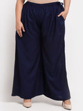 TAG 7 Women Plus Size Mid-Rise Wide Leg Palazzos | Grocsy