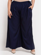 TAG 7 Women Plus Size Mid-Rise Wide Leg Palazzos | Grocsy