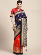 Saree Mall Ethnic Motifs Printed Half & Half Art Silk Sarees | Grocsy