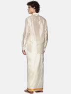 Sethukrishna Men Cream-Coloured Solid Dhoti | Grocsy