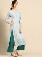 Sangria Floral Embroidered Straight Regular Kurta | Grocsy