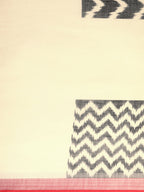Sangria Off-White & Black Pure Linen Printed Saree | Grocsy