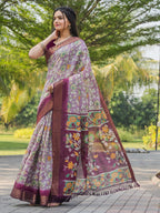 Tikhi Imli Floral Printed Zari Ready to Wear Saree | Grocsy