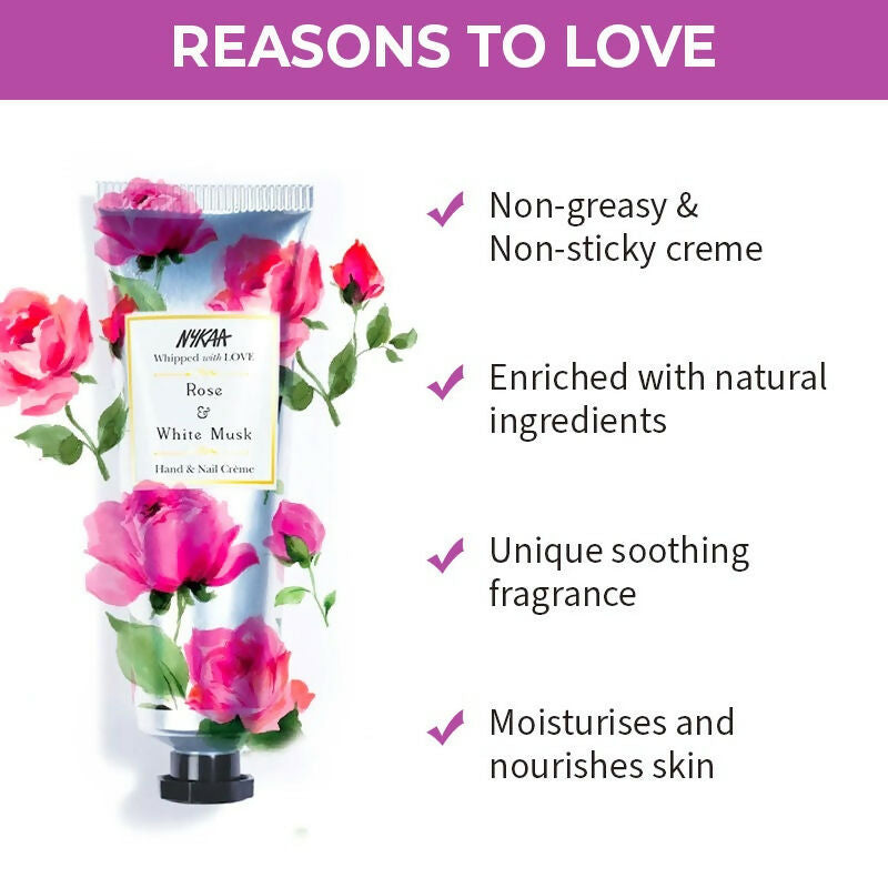 Nykaa Rose & White Musk Hand & Nail Creme | Grocsy