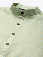 Sojanya Men Green Ethnic Motifs Woven Design Kurta & Churidar Comes With a Nehru Jacket | Grocsy