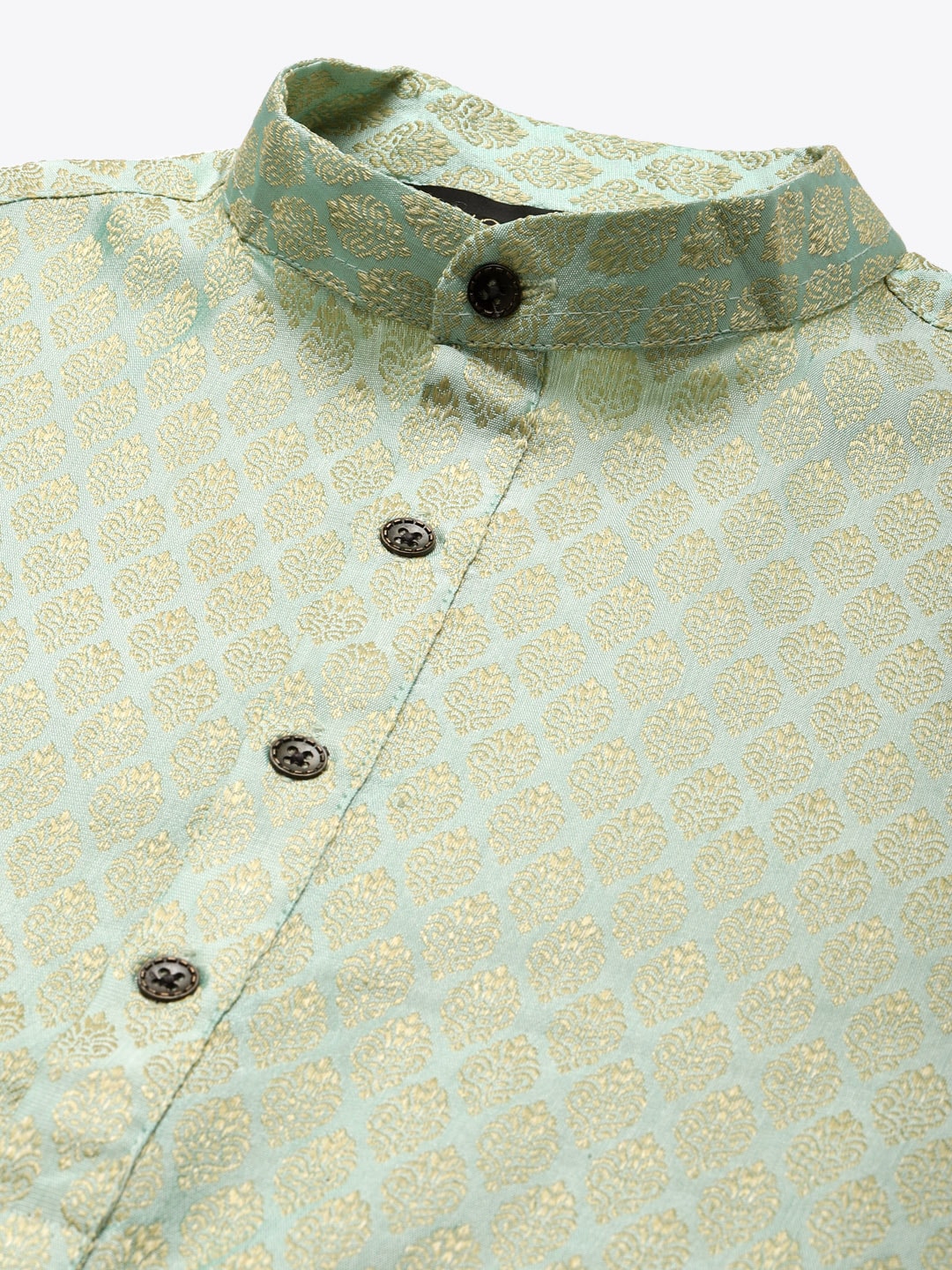 Sojanya Men Green Ethnic Motifs Woven Design Kurta & Churidar Comes With a Nehru Jacket | Grocsy