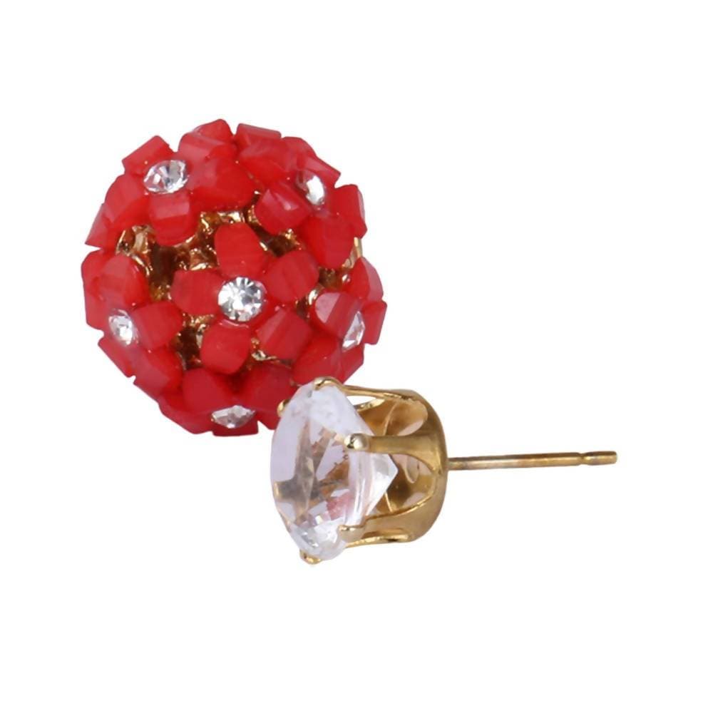 Trendoo Jewelry Gold-Polished Stylish Fancy Party Wear Red Studs | Grocsy
