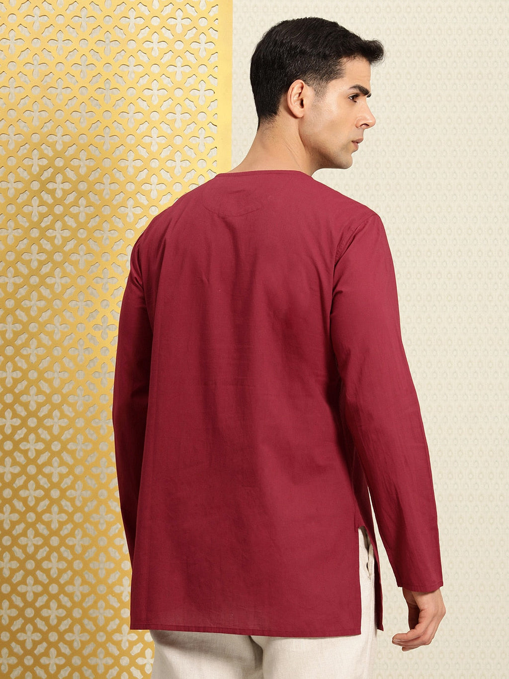 House of Pataudi Jashn Floral Embroidered Yoke Design Thread Work Angrakha Kurta | Grocsy