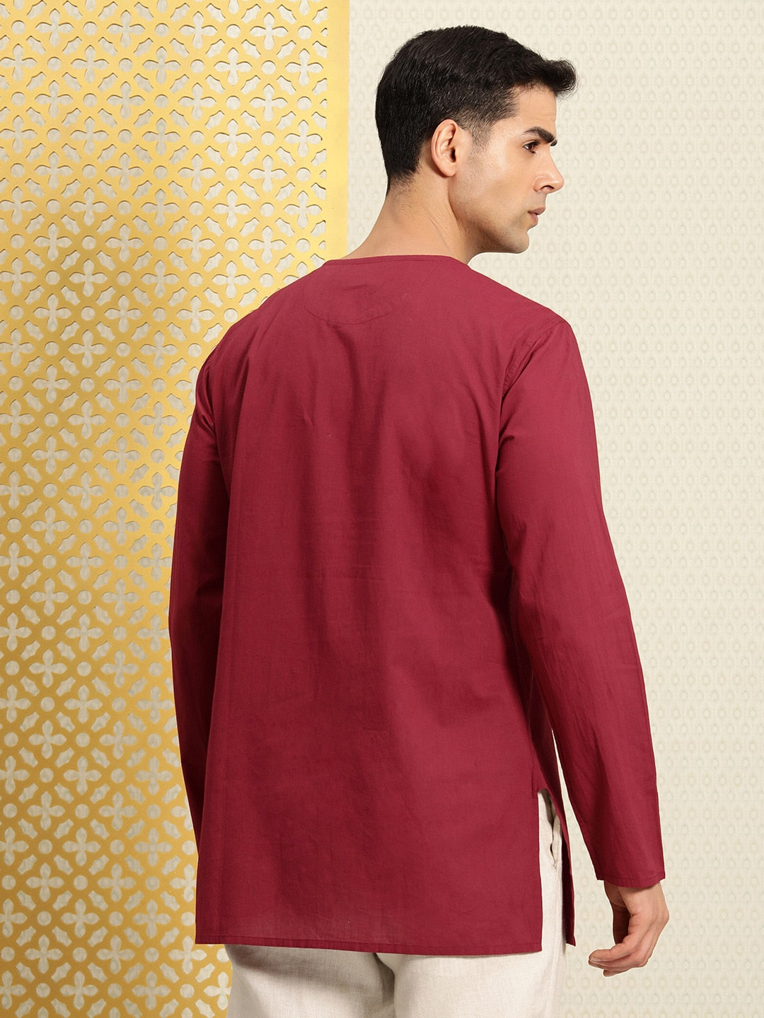 House of Pataudi Jashn Floral Embroidered Yoke Design Thread Work Angrakha Kurta | Grocsy