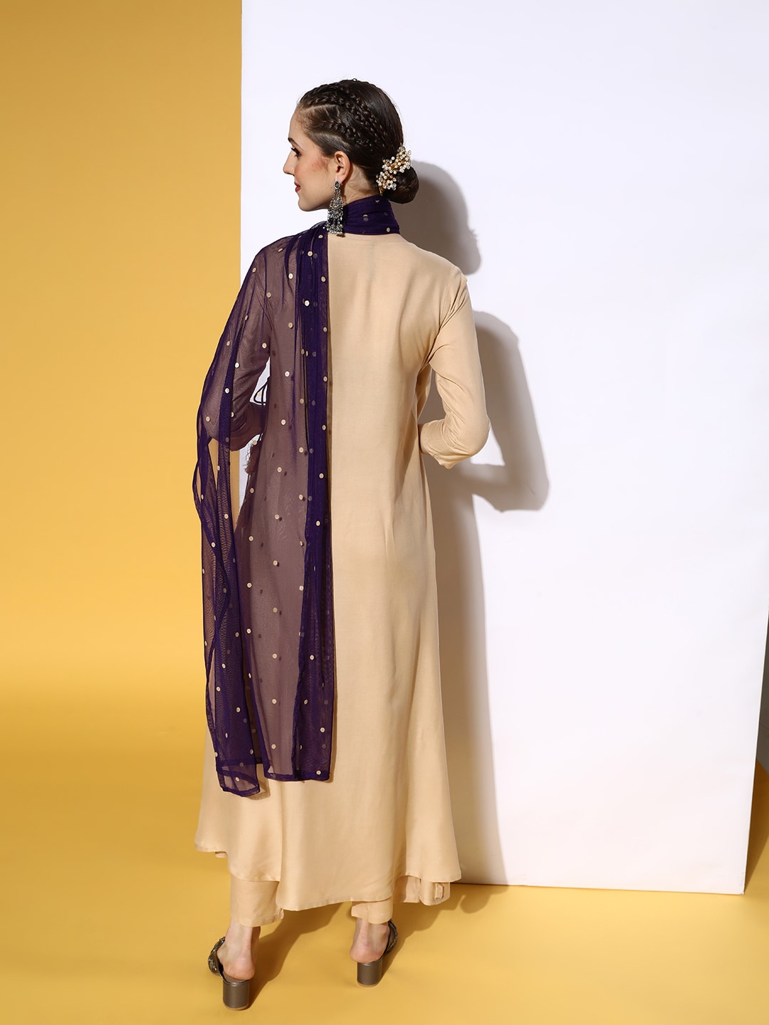 HERE&NOW Women Solid Viscose Rayon Fluid Tie-Up Kurta Set | Grocsy