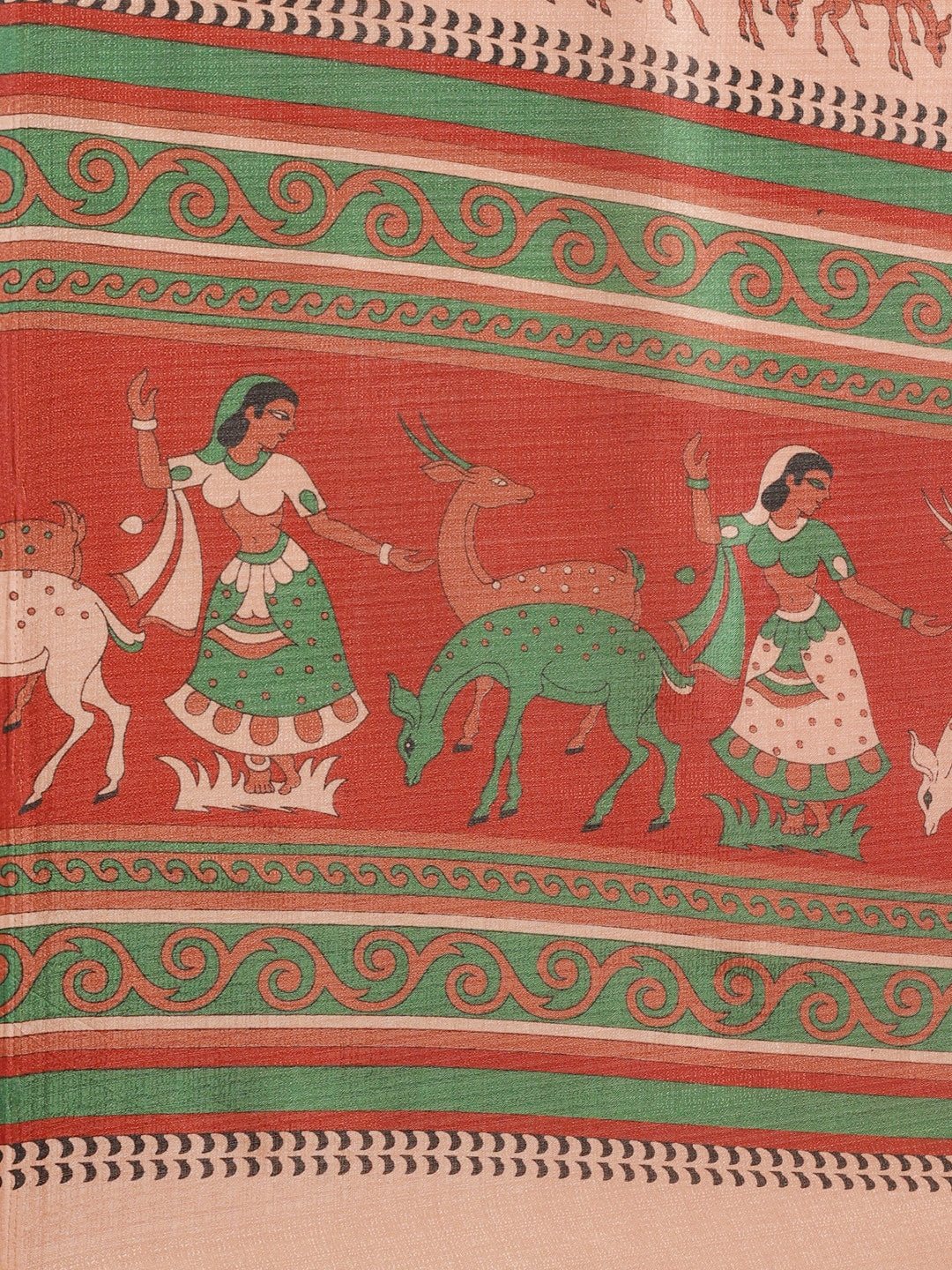 Saree Mall Peach-Coloured & Red Printed Saree | Grocsy