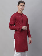 Sojanya Ethnic Motifs Embroidered Sequinned Pure Cotton Kurta | Grocsy