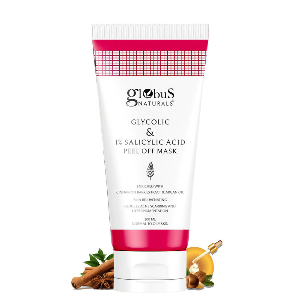 Globus Naturals Glycolic & 1% Salicylic Acid Anti Acne Peel Off Mask | Grocsy