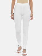 Souchii White Solid Slim-Fit Churidar-Length Leggings | Grocsy