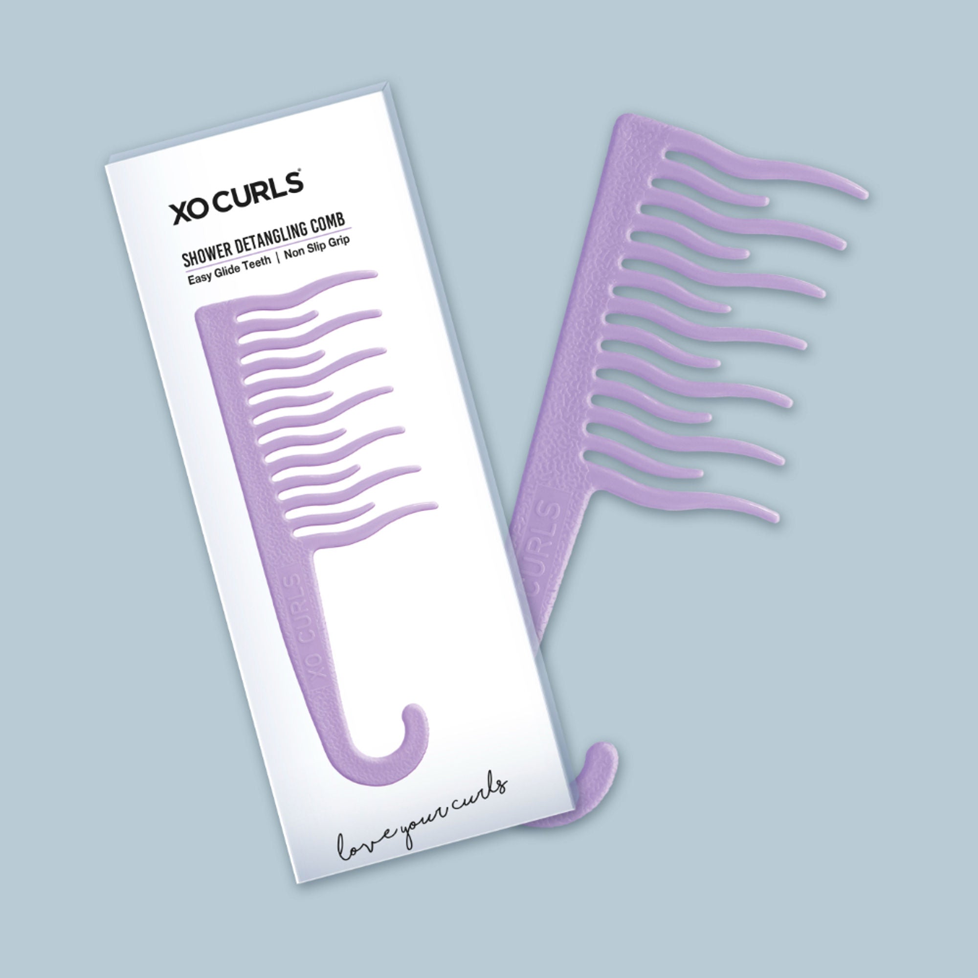 XO Curls Shower Detangling Comb - Lavender | Grocsy