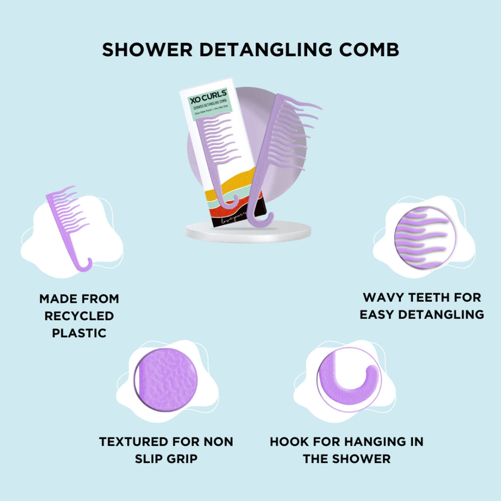 XO Curls Shower Detangling Comb - Lavender | Grocsy