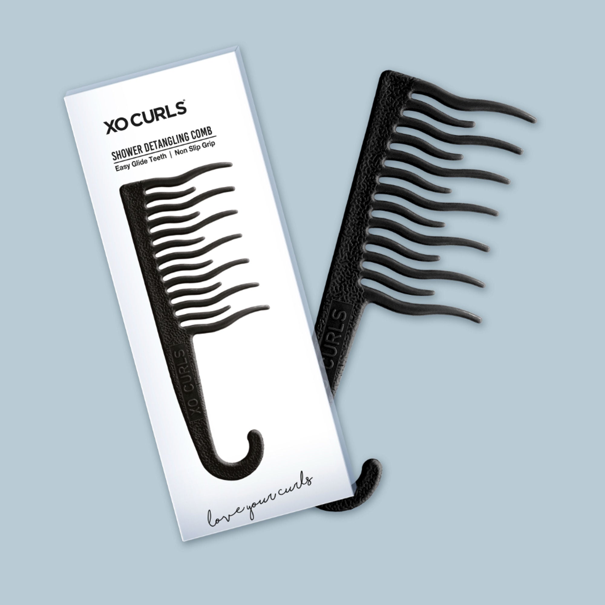 XO Curls Shower Detangling Comb - Black | Grocsy