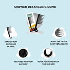 XO Curls Shower Detangling Comb - Black | Grocsy