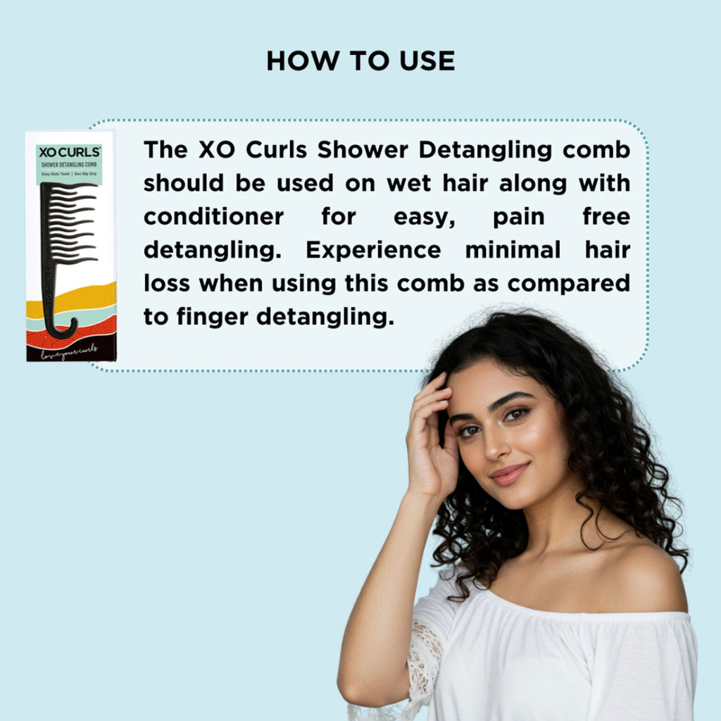 XO Curls Shower Detangling Comb - Black | Grocsy