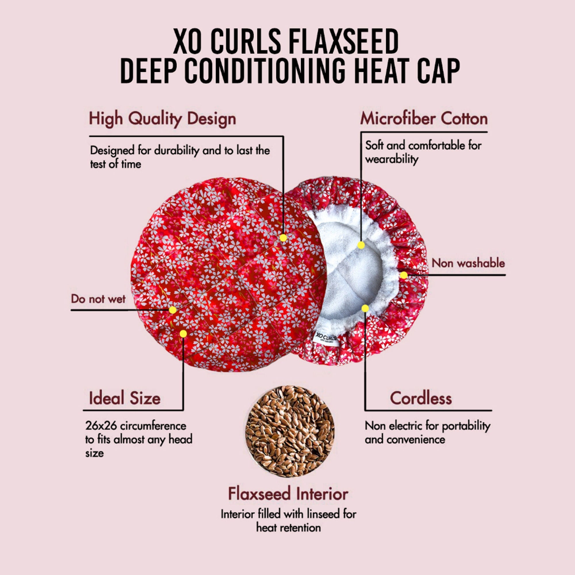XO Curls Flax Seed Heat Cap For Deep Conditioning | Grocsy